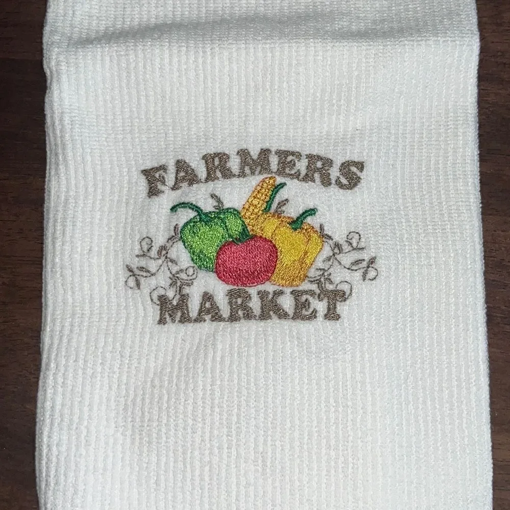 White Cotton Farmers Market Vegetables Kitchen Bar-Mop 18” by 16”